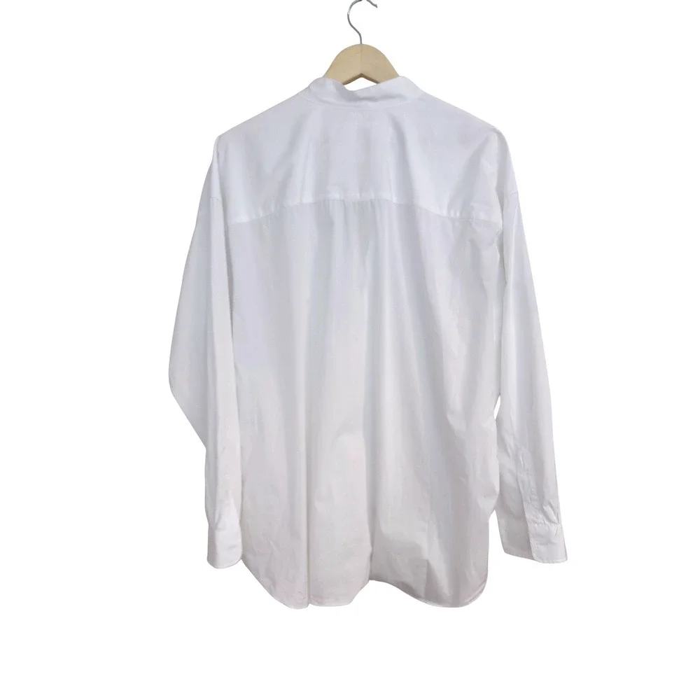 Frank & Eileen Victoria White Collarless Tuxedo Shirt Bib Cotton Womens Large - Picture 10 of 13